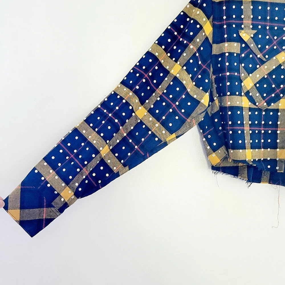 NWT Frankie B Rhinestone Jacket Plaid Flannel LA Streetwear RODEO FESTIVAL Rare